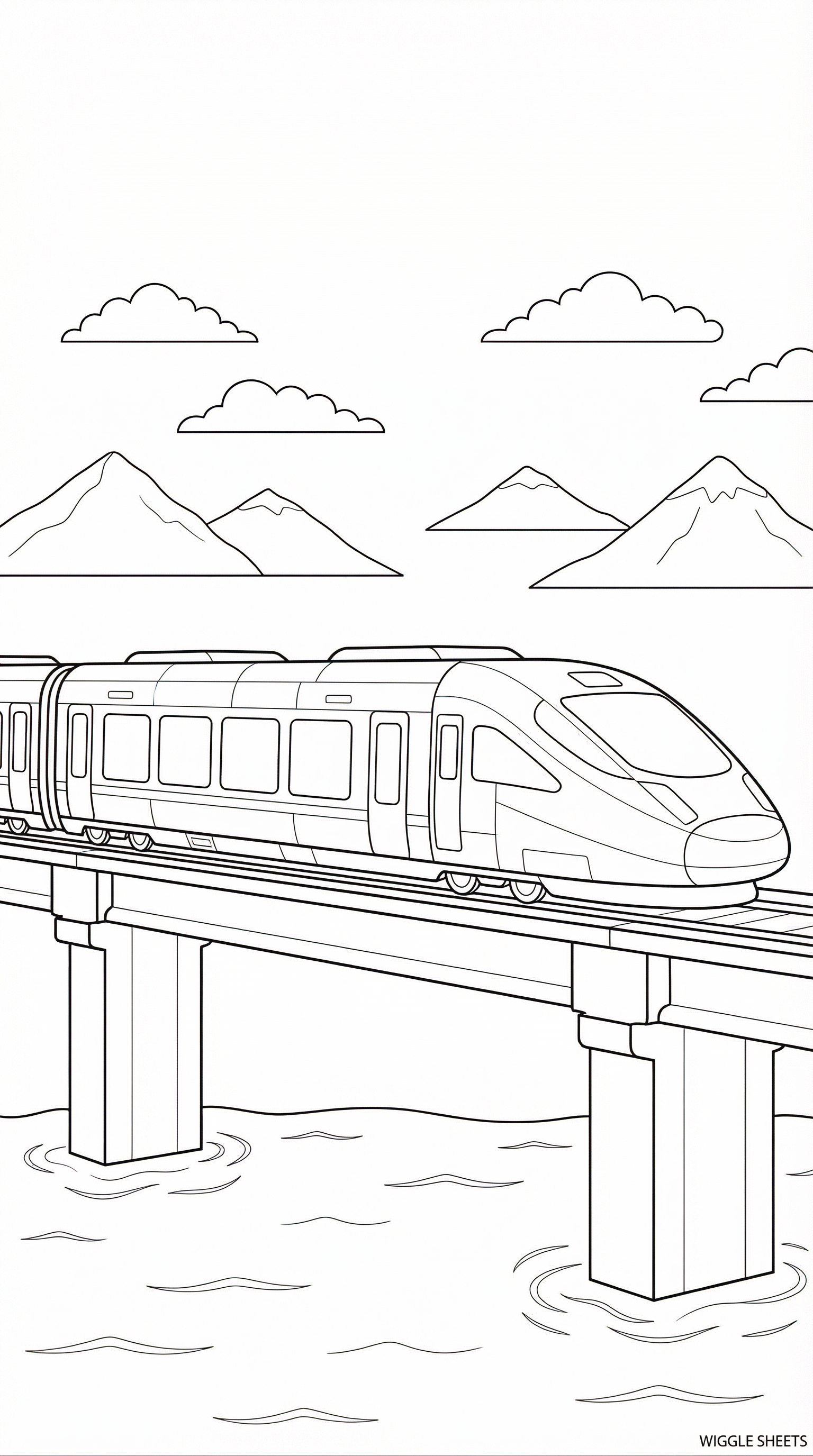 Bullet Train Bridge Coloring Page